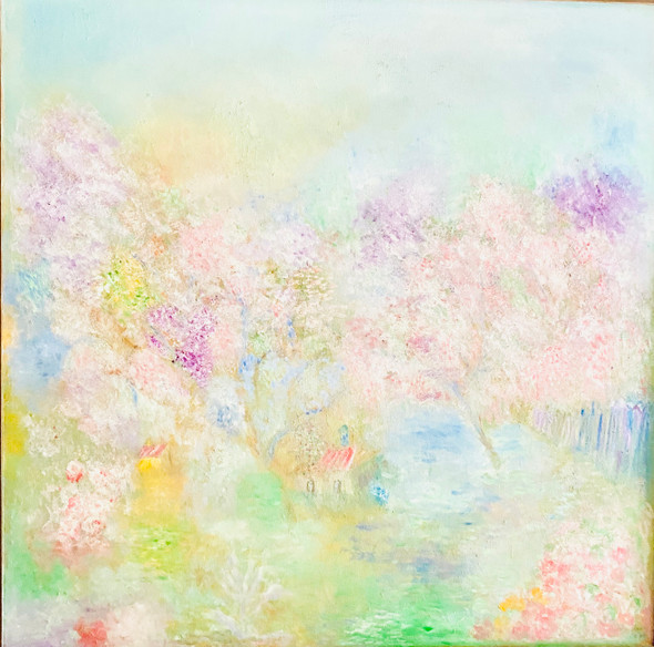 Cherry trees in bloom (ART_8685_68475) - Handpainted Art Painting - 48in X 48in