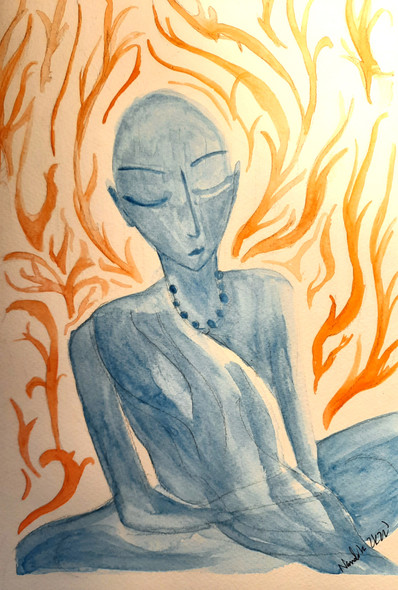 Buy Indian Monk - Realistic, Monochrome Painting Online | Fizdi