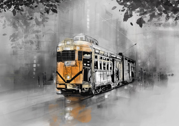 Trams Of Kolkata 2 (PRT_8658_68569) - Canvas Art Print - 18in X 12in