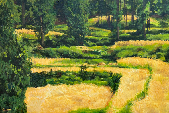 Wheat Fields Before the Harvest (ART_6676_68716) - Handpainted Art Painting - 36in X 24in