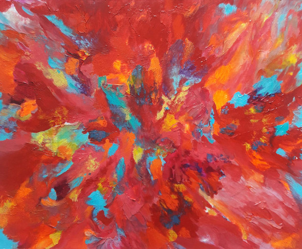 Abstract Red Magnetism (ART_8034_68904) - Handpainted Art Painting - 20 in X 16in