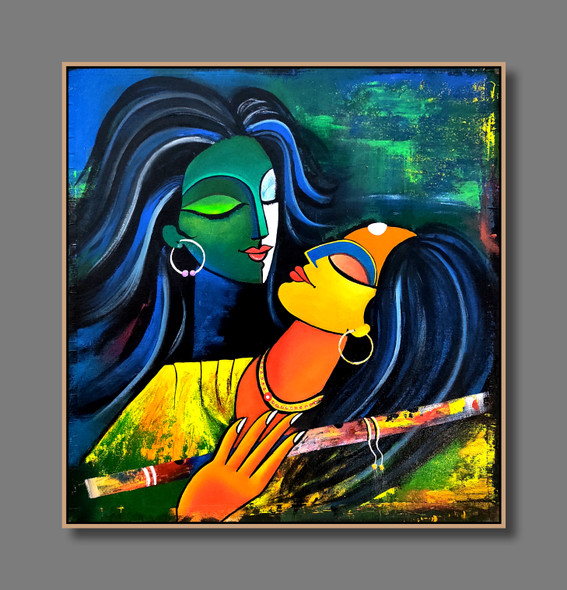 Eternal Love - Radha Krishna Art (PRT_7990_68966) - Canvas Art Print - 26in X 28in