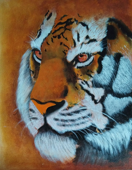 Tiger acrylic painting  (ART_8718_68923) - Handpainted Art Painting - 12in X 14in