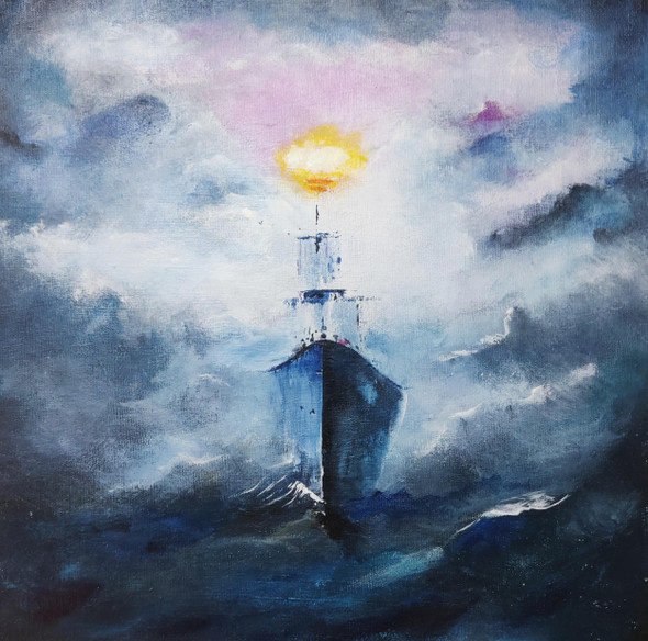 Sea Scape (ART_7615_69009) - Handpainted Art Painting - 15in X 15in