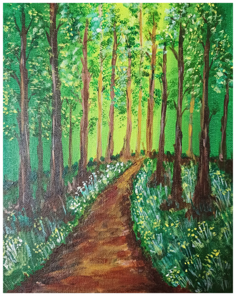 Forest-Trees-RAS-0009 (ART_8733_69214) - Handpainted Art Painting - 8in X 10in