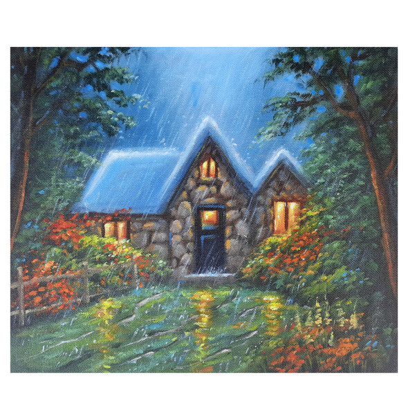 The Evening Rain (ART_4815_69134) - Handpainted Art Painting - 12in X 10in