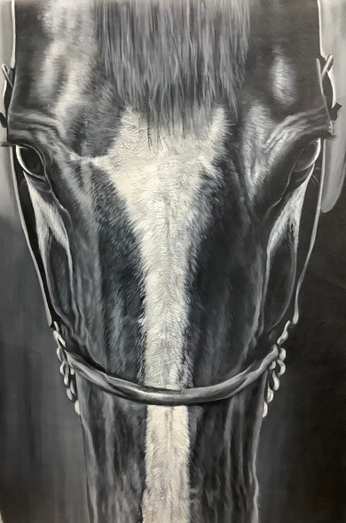 HORSE PAINTING BY ARTOHOLIC (ART_3319_69181) - Handpainted Art Painting - 24in X 48in