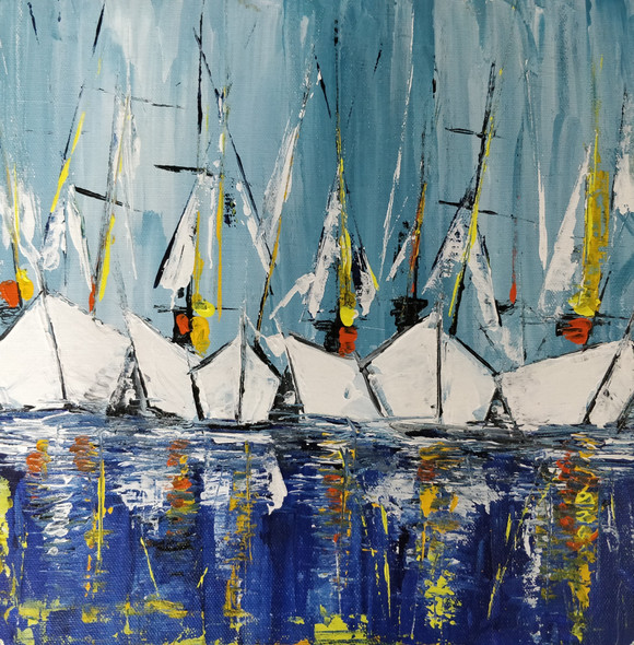 Boats (ART_8456_69297) - Handpainted Art Painting - 16in X 16in