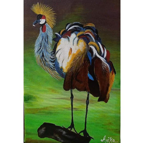 Coronada Grulla (ART_8743_69341) - Handpainted Art Painting - 12in X 18in