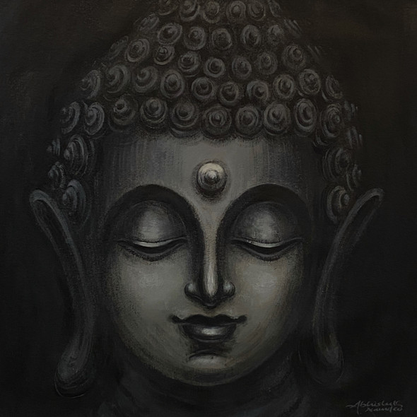 Buddha (ART_3512_69422) - Handpainted Art Painting - 23in X 23in