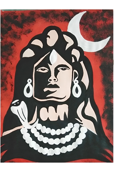 Shiva - The Destroyer  (ART_8745_69396) - Handpainted Art Painting - 9in X 14in