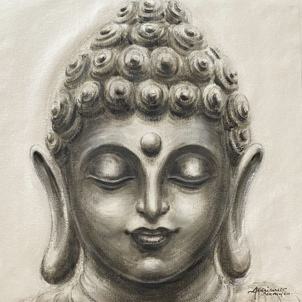 Buddha (ART_3512_69392) - Handpainted Art Painting - 23in X 23in