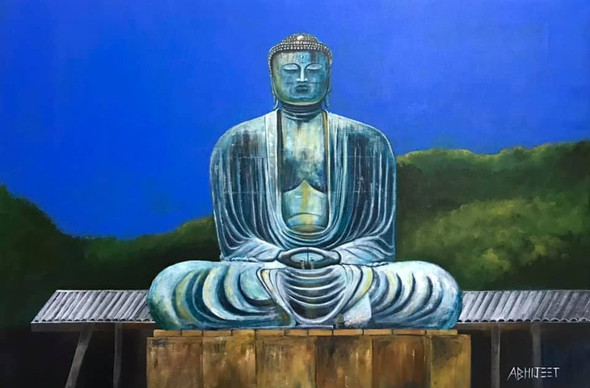 BUDDHA (ART_4431_69387) - Handpainted Art Painting - 36in X 24in