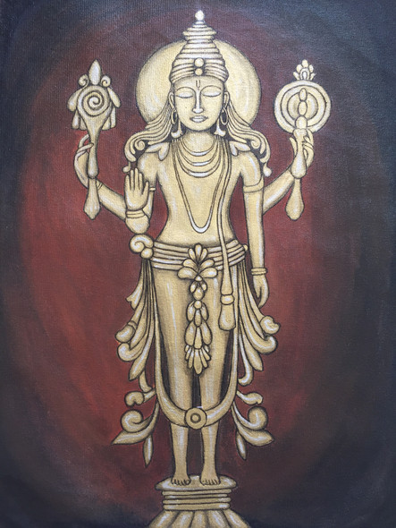 Lord Venkatesha Idol (ART_8224_69651) - Handpainted Art Painting - 16in X 22in