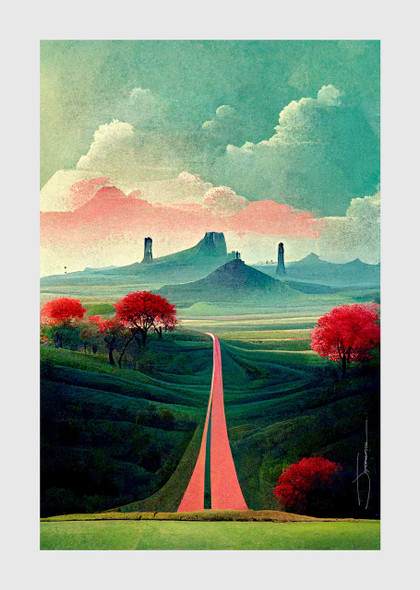 Highway To The Future (PRT_8658_69643) - Canvas Art Print - 12in X 12in