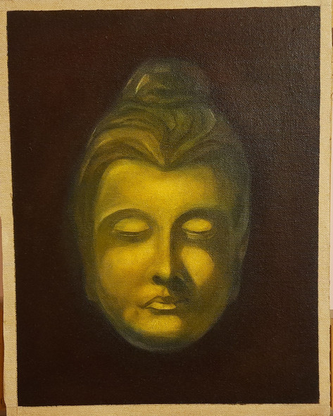 Buddha (ART_8741_69626) - Handpainted Art Painting - 12in X 14in