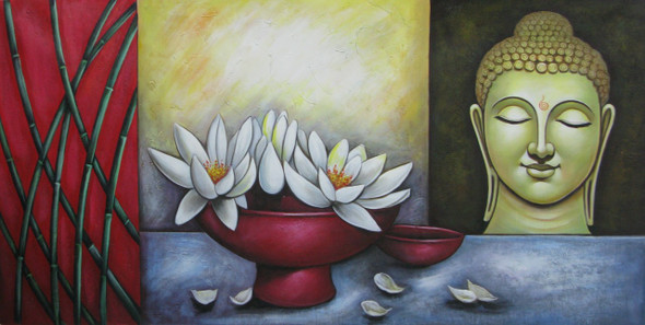 Satthadeva - 48in X 24in,RAJEAR13_4824,Acrylic Colors,Buddha,Peace,Meditation,  - Buy Paintings online in India