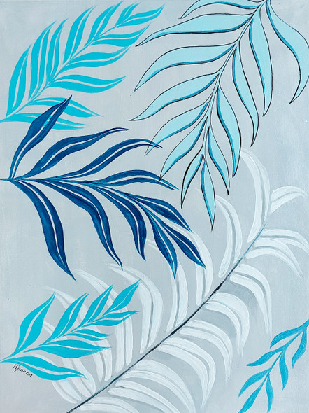 Boho Leaves (ART_4808_69804) - Handpainted Art Painting - 18in X 24in