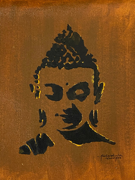 Buddha (ART_3512_69775) - Handpainted Art Painting - 8in X 8in