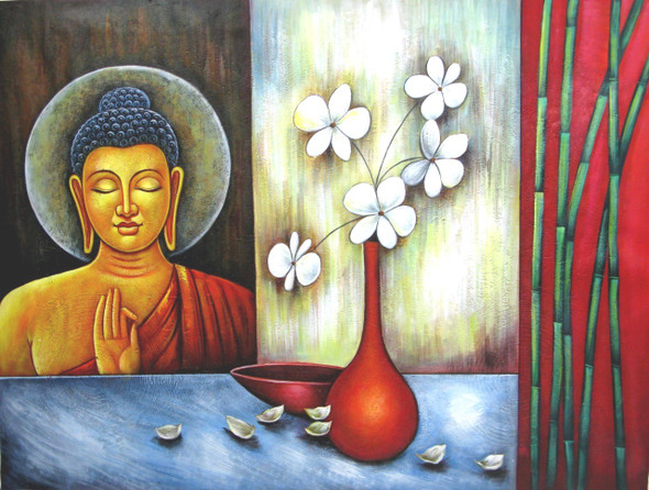 Vesakha - 48in X 36in,RAJEAR14_4836,Acrylic Colors,Buddha,Peace,Meditation,  - Buy Paintings online in India