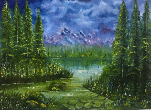 Landscapes  (ART_7412_69838) - Handpainted Art Painting - 16in X 12in