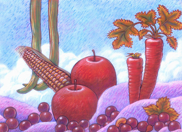 Kitchen Art_Vegetable Landscape (PRT_8784_69950) - Canvas Art Print - 22in X 16in