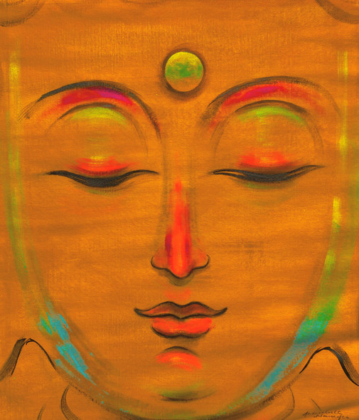 Buddha (ART_3512_70159) - Handpainted Art Painting - 16in X 20in