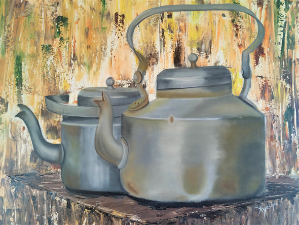 Kettles (ART_7243_70103) - Handpainted Art Painting - 24in X 18in