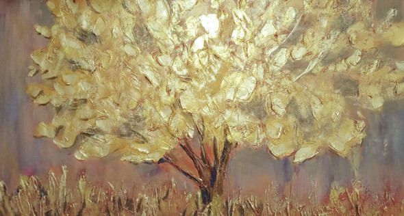 Golden tree (ART_7699_70060) - Handpainted Art Painting - 59in X 35in