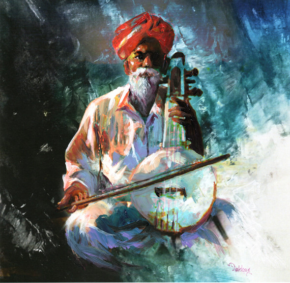 Music Man 3 (ART_1038_70328) - Handpainted Art Painting - 24in X 24in