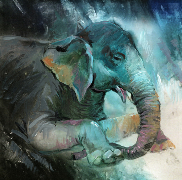 Buy Elephant Painting - Realism, Nature, Wildlife Painting Online