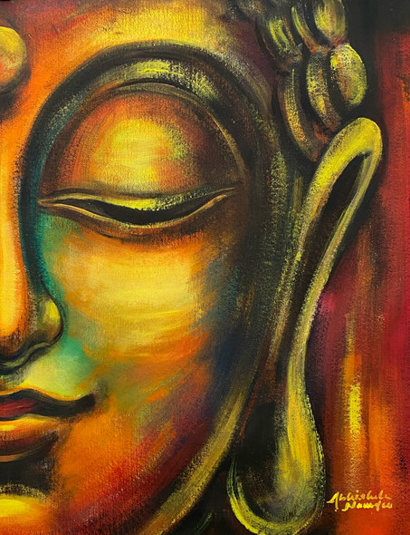 Buddha (ART_3512_70279) - Handpainted Art Painting - 18in X 23in