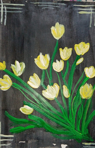 Flower (ART_8755_70291) - Handpainted Art Painting - 8in X 11in