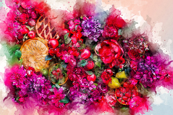 Flowers Bouquet 17 (PRT_7809_70286) - Canvas Art Print - 26in X 17in
