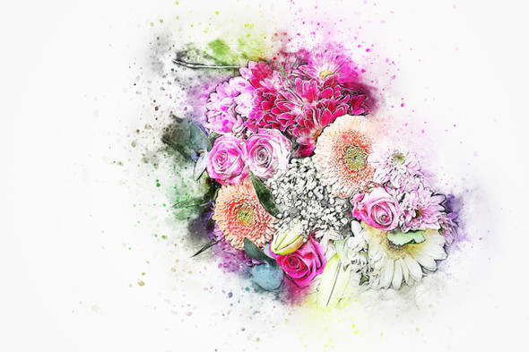 Flowers Bouquet 12 (PRT_7809_70260) - Canvas Art Print - 26in X 17in