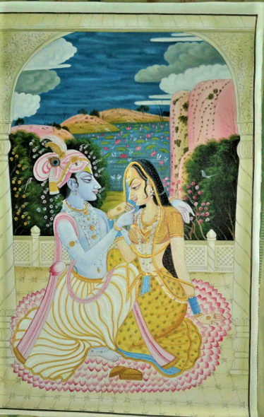 Radha and Krishna Painting (ART_8806_70214) - Handpainted Art Painting - 24in X 36in