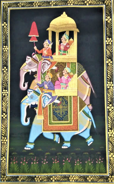 Rajasthani Traditional Royal Ambawadi (ART_8806_70201) - Handpainted Art Painting - 9in X 14in