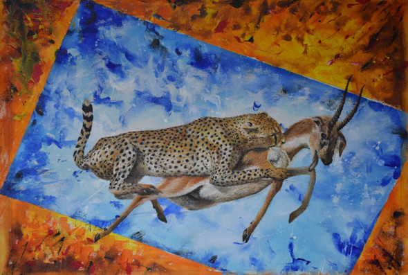 The Prey (ART_479_70378) - Handpainted Art Painting - 27in X 18in