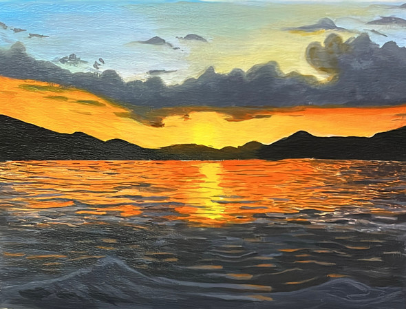 Sunset (ART_8778_70664) - Handpainted Art Painting - 16in X 12in