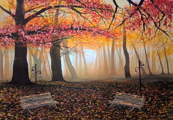 Chairs of dream (ART_5868_70641) - Handpainted Art Painting - 50in X 33in