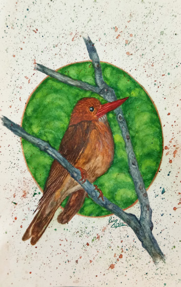 Bird In Watercolor (ART_8729_70676) - Handpainted Art Painting - 8 in X 12in