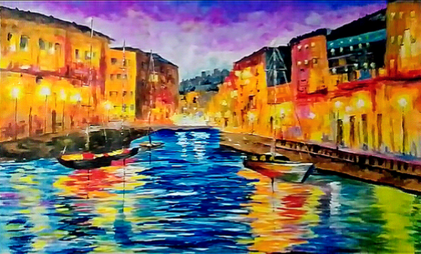 An Evening In Paris (ART_5868_70785) - Handpainted Art Painting - 50in X 34in