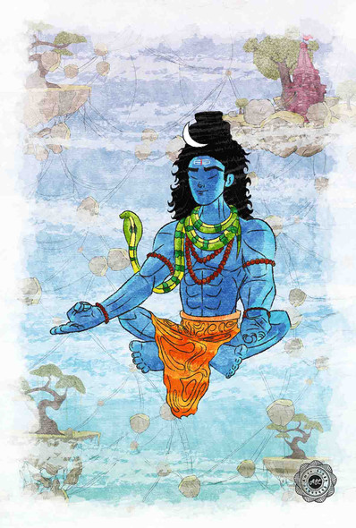 Lord Shiva Meditating (PRT_8836_70783) - Canvas Art Print - 27in X 40in