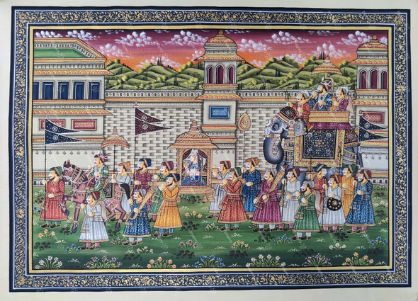 Grand Procession Traditional Painting (ART_8770_70753) - Handpainted Art Painting - 28in X 20in