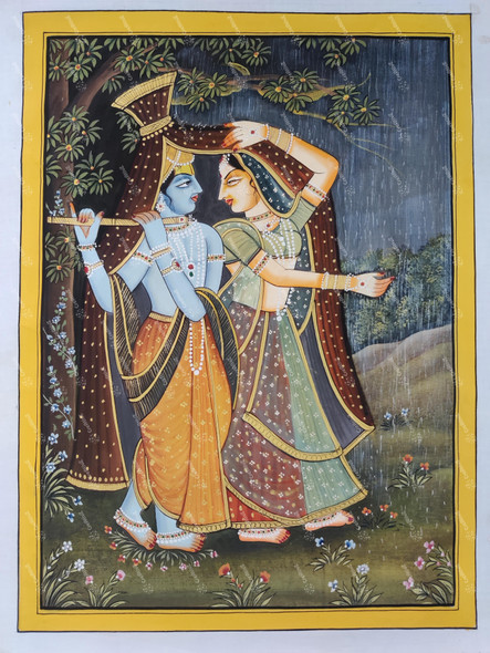 Radha Krishna Painting (ART_8770_70750) - Handpainted Art Painting - 17in X 22in