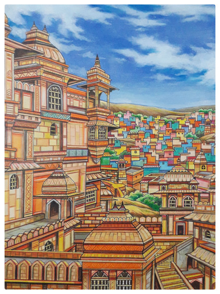 Rajasthan4 (ART_7899_70890) - Handpainted Art Painting - 9in X 13in