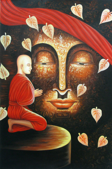 Upekkha - The Even Mindedness - 24in X 36in,RAJEAR25_2436,Acrylic Colors,Buddha,Buddhism,Meditation,Peace  - Buy Paintings online in India
