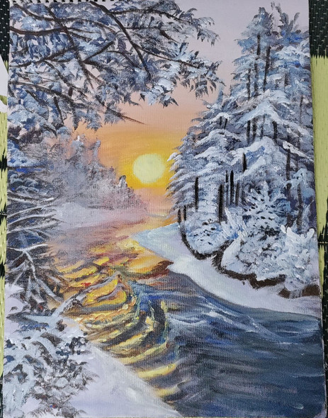 Snowy River (ART_206_71008) - Handpainted Art Painting - 12in X 16in