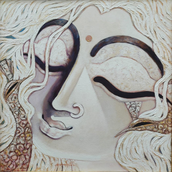 SILENT LOVE - VII (ART_1469_70957) - Handpainted Art Painting - 24in X 24in