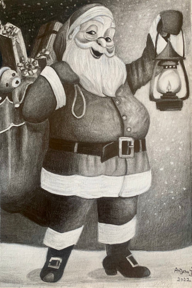 Santa Claus (ART_8067_70950) - Handpainted Art Painting - 8in X 10in